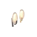 Pair of Textured Transparent Glass Wall Lamps with Black and Gold Metal Bases