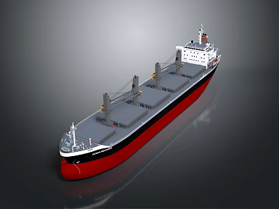 Large Commercial Cargo Ship With Red Bottom Black Hull And White Superstructure On Water 3d model