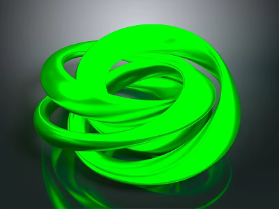 Green Spiral Loop Abstract Sculpture With Smooth Shiny Surface On Dark Background 3d model