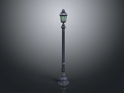 Classical Street Lamp With Decorative Pole And Glass Lantern Shade 3d model