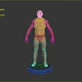 Shirtless Male 3D Model in Underwear on Blue Base with Gray Background