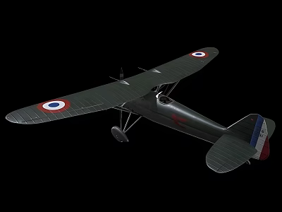 Vintage Biplane Fighter Plane With French Insignia And Gray Propeller Design Details 3d model