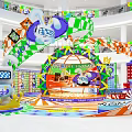Vibrant Photo Check-in Spot With Colorful Striped Arch And Interactive Decorative Structures