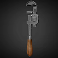 Durable Adjustable Wrench Hardware Tool With Wooden Handle And Metal Body