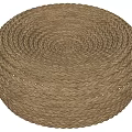 Round Handwoven Wicker Cushion With Natural Texture For Decorative Home Seating 3d model