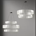 Modern Multi Layered Chandelier With Transparent Stripes In Gray Interior Space 3d model