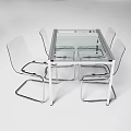 Transparent Modern Table and Chair Set with Clear Acrylic Surface and Metal Legs