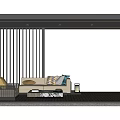 Modern Outdoor Pergola Featuring Sofa Coffee Table Wooden Flooring And Slatted Screen