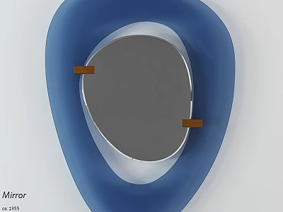 Modern Blue Decorative Wall Mirror With Unique Irregular Frame And Round Surface 3d model