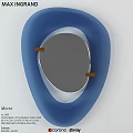 Modern Blue Decorative Wall Mirror With Unique Irregular Frame And Round Surface 3d model