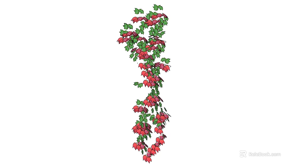 Decorative Cabinet Adorned With Red Hanging Flowers And Green Vines 3d model 