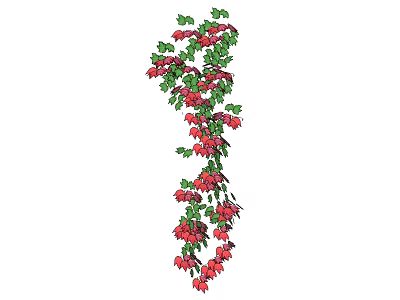 Decorative Cabinet Adorned With Red Hanging Flowers And Green Vines 3d model