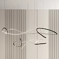 Elegant Modern Chandelier with Sleek Black and White Linear Minimalist Design in Interior Space
