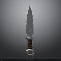Traditional Decorative Dagger With Silver Engraved Blade And Brown Wooden Handle Metal Ring Accent