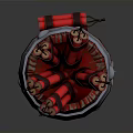Explosive Weapons Stored in Wooden Barrel with Red Dynamite Sticks 3d model