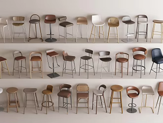 Bar Chair High Stool Wooden Bar Chair Bar Chair Leisure Chair Bar Chair Simple Bar Chair Without Armrest Bar Chair Rotating Chair Office Chair Leather Bar Stool 3d model