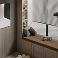 Bay Window Cushion Bay Window Cabinet Floating Window Sill 3d model