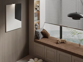 Bay Window Cushion Bay Window Cabinet Floating Window Sill 3d model