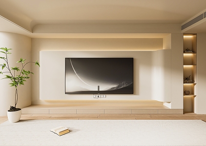 Modern Cream Style TV Background Wall TV Cabinet TV 3d model