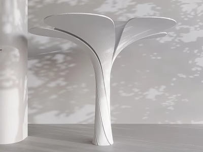White Decorative Floral Shaped Column With Indoor Shadow Effects And Smooth Surface 3d model