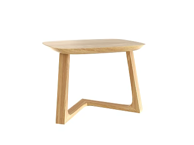 Minimalist Modern Solid Oak Side Table With Unique Geometric Leg Design And Smooth Surface 3d model
