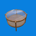 Modern Round Table With Mesh Design And Wooden Legs For Living Room
