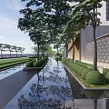 Modern Urban Road Facilities With Lined Trees Green Belts And Lane Markings