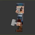 Pixel Art Sculpture Featuring Bearded Character With Pointed Ears Colorful Hat And Striped Clothing