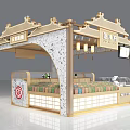 Traditional Chinese Style Mall Shop with Wooden Structure Food Display and Cashier Counter