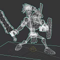 Game Movie Character Warrior With Feathered Headdress Holding Large Sword Shield In Black White Color