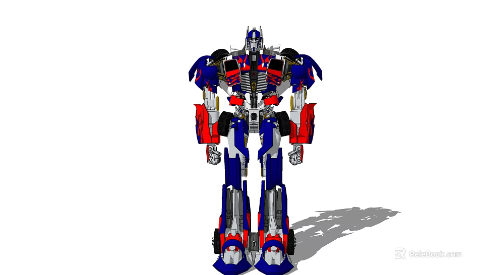 Blue Red Silver Robot Mechanical Design Standing Pose With Detailed Structure Transformer Style 3d model 