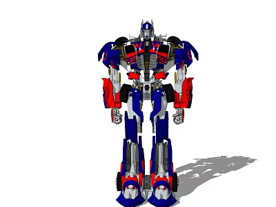 Blue Red Silver Robot Mechanical Design Standing Pose With Detailed Structure Transformer Style 3d model