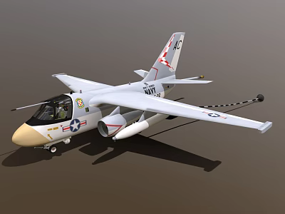 US Navy Fighter Jet Featuring White and Beige Visible Cockpit Missile Attachments Star Stripe Emblems 3d model