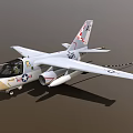 US Navy Fighter Jet Featuring White and Beige Visible Cockpit Missile Attachments Star Stripe Emblems
