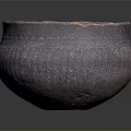 Ancient Style Sculpture Carving of Clay Pot with Decorative Patterns and Dark Brown Finish