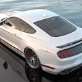 White Ford Mustang Sports Car With Black Stripe Sleek Design Silver Wheels Red Brake Calipers