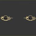 Pair of Ornate Swords With Golden Guard Black Grip And Polished Silver Blade