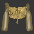 Elegant Golden Ruffled Blouse Featuring Sheer Sleeves And Tie Detail