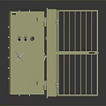 Beige Security Door With Grill Design Closed And Open Double Doors 3d model