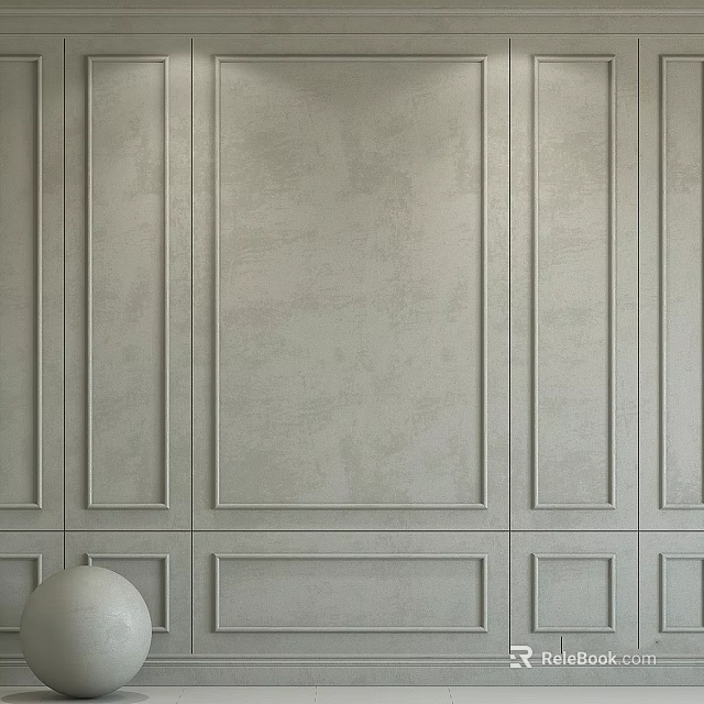 Light Gray Textured Wall Paneling With Decorative Paneled Design And Smooth Surface 3d model