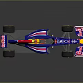 Red Bull Formula 1 Racing Car With Blue Red Livery And Sponsor Logos