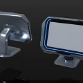 Modern Computer Monitor With Silver Stand Blue LED Border And White Screen