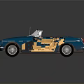 Blue Vintage Convertible Car With Open Top And Yellow Seats Classic Design And Shiny Wheels
