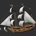 Historical Sailing Ship Featuring Three Masts White Sails And Wooden Hull Design