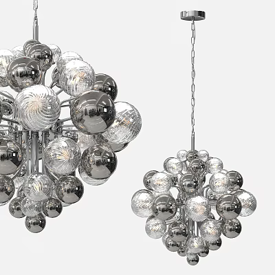 Elegant Modern Silver Chandelier With Multiple Transparent Glass Spheres And Stylish Design 3d model