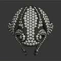 Unique Frog Shaped Ring With Green Metal Base And White Diamond Inlays