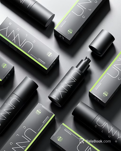 Stylish Black Perfume Cosmetics Packaging Design 3d model