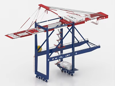 Industrial Container Gantry Crane Red Blue Structural Frame For Efficient Cargo Lifting Operations 3d model