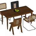 Middle style dining table and chair combination 3d model