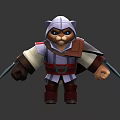 Feline Game and Movie Character in Assassin Style Hooded Armor With Dual Swords